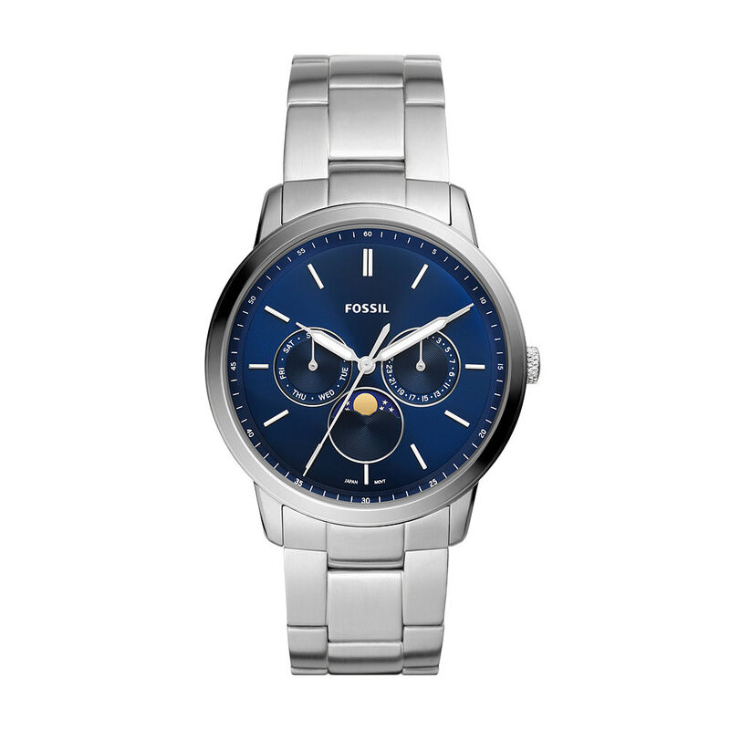 Montre FOSSIL pour homme en AcierAcier en forme de rond de forme Rond, couleur : BLEU, fonctionnalités : 5 ATM - FS5907