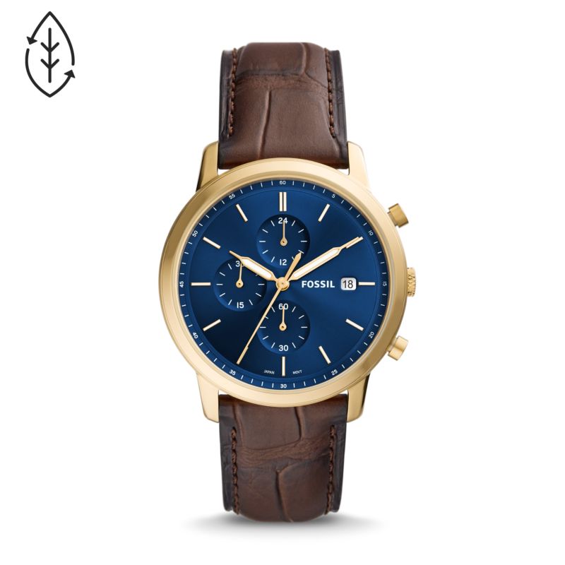 Montre FOSSIL pour homme en AcierCuir Véritable en forme de rond de forme Rond, couleur : BLEU, fonctionnalités : 5 ATM - taille : #null# - FS5942