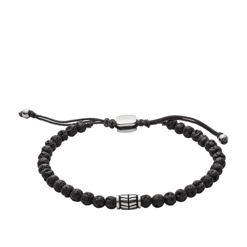 Bracelet FOSSIL pour homme en Acier serti de perle de lave - taille : 17 - JF02887040