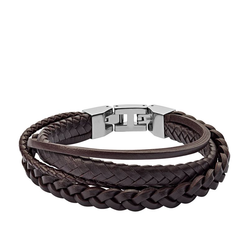 Bracelet FOSSIL pour homme en Acier serti de cuir  - JF03190040