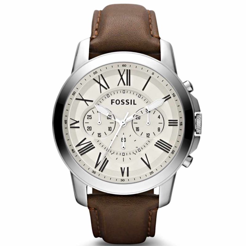 Montre FOSSIL pour homme en Acier en forme de rond de forme Rond, couleur : BEIGE, MAT, fonctionnalités : 5 ATM - taille : #null# - FS4735IE