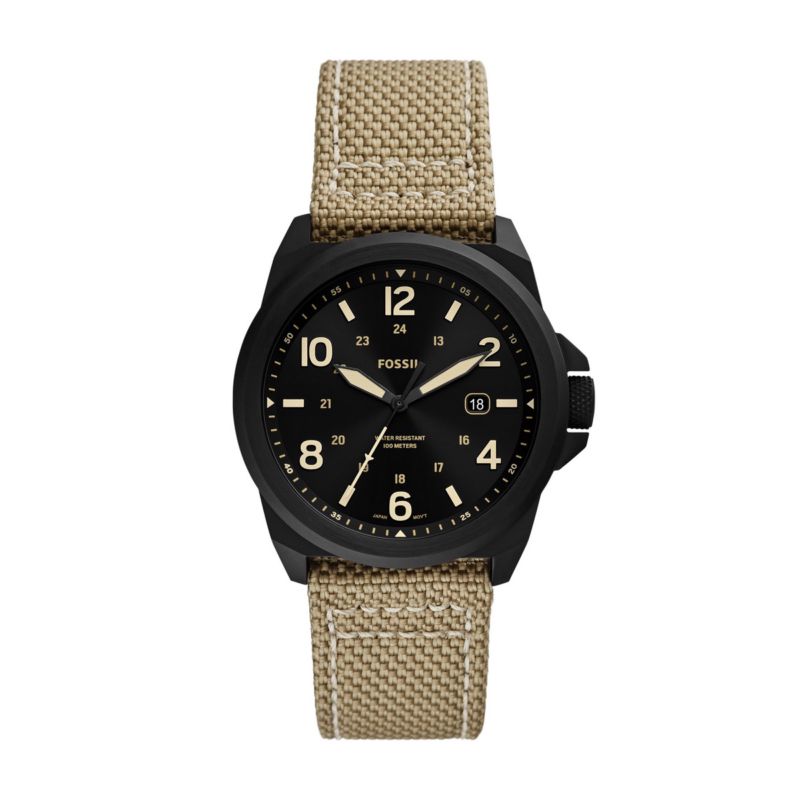 Montre FOSSIL pour homme en AcierNylon en forme de rond de forme Rond, couleur : NOIR, fonctionnalités : 10 ATM - taille : #null# - FS5917