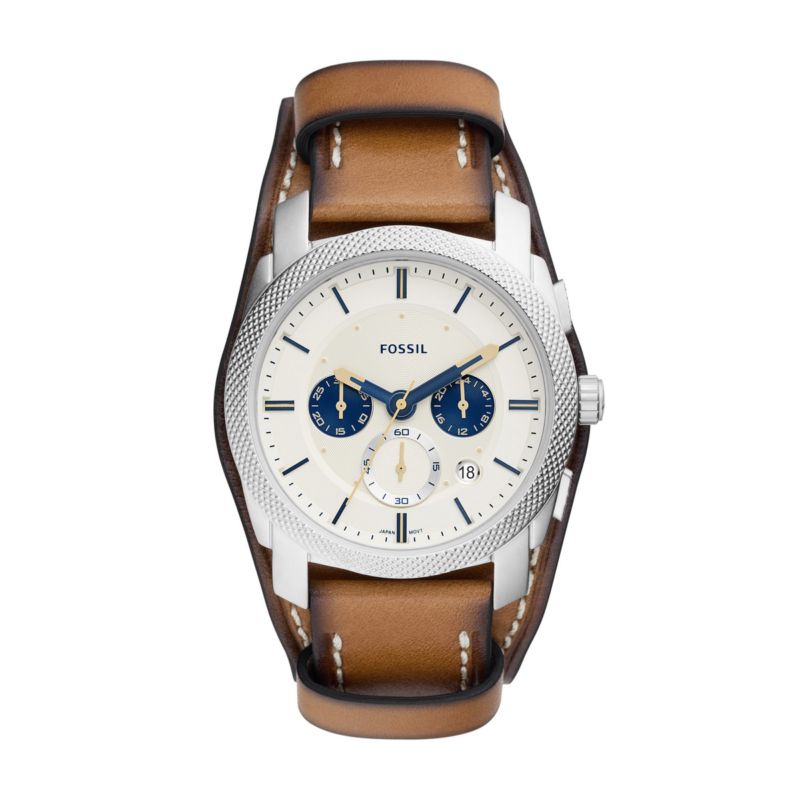 Montre FOSSIL pour homme en AcierCuir Véritable en forme de rond de forme Rond, couleur : BLANC, fonctionnalités : 5 ATM - taille : #null# - FS5922