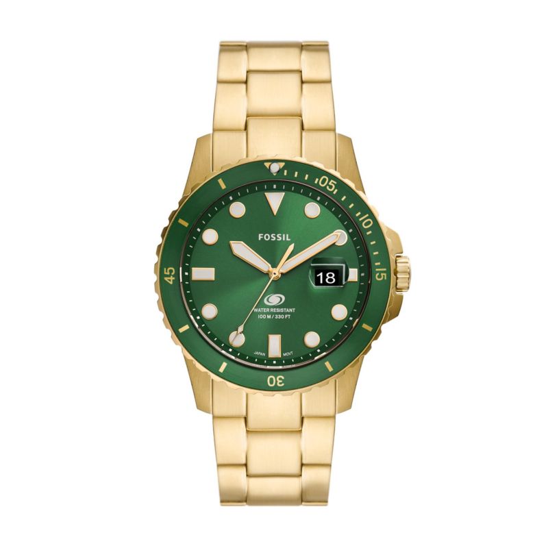 Montre FOSSIL pour homme en AcierAcier en forme de rond de forme Rond, couleur : VERT, fonctionnalités : 10 ATM - taille : #null# - FS5950