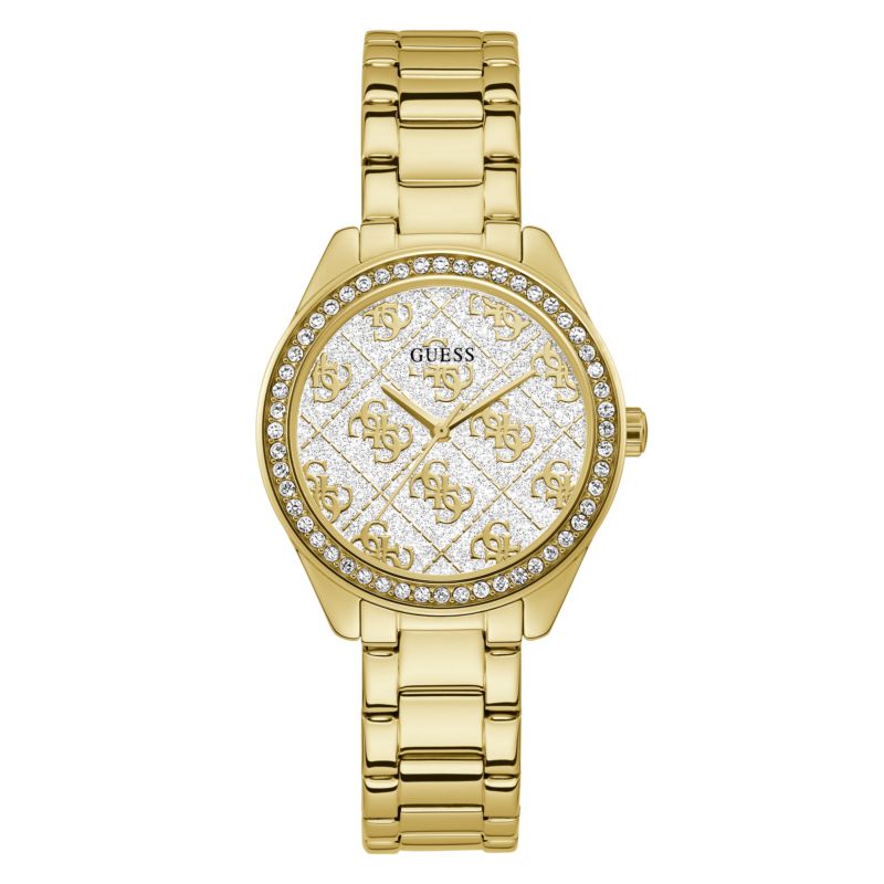 Montre GUESS pour femme en AcierAcier en forme de rond de forme Rond, couleur : BLANC, fonctionnalités : 10 ATM - WR_GW0001L2