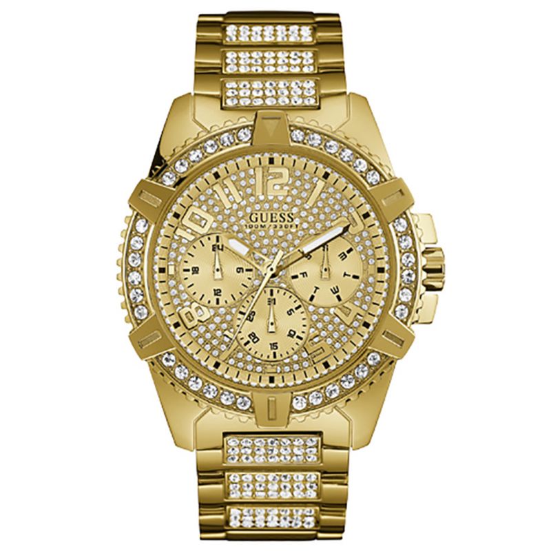 Montre GUESS pour homme en AcierAcier de forme Rond, couleur : jaune, fonctionnalités : 5 ATM - WR_W0799G2