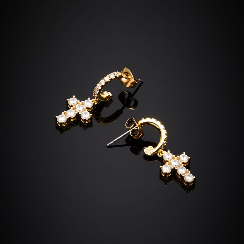 Boucles d'oreilles CHIARA FERRAGNI pour femme en Laiton serti de zircon en forme de croix - 0.009 g - taille : 2.3CM - J19AWC12
