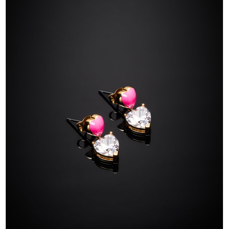 Boucles d'oreilles CHIARA FERRAGNI pour femme en Laiton serti de zircon en forme de cœur - 0.009 g - taille : 1.8CM - J19AWD03