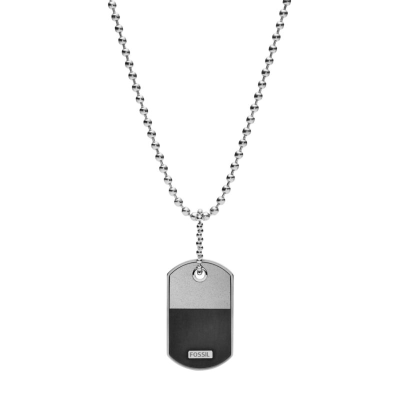 Collier FOSSIL pour homme en Acier serti de hématite - taille : 655CM - JF03312040