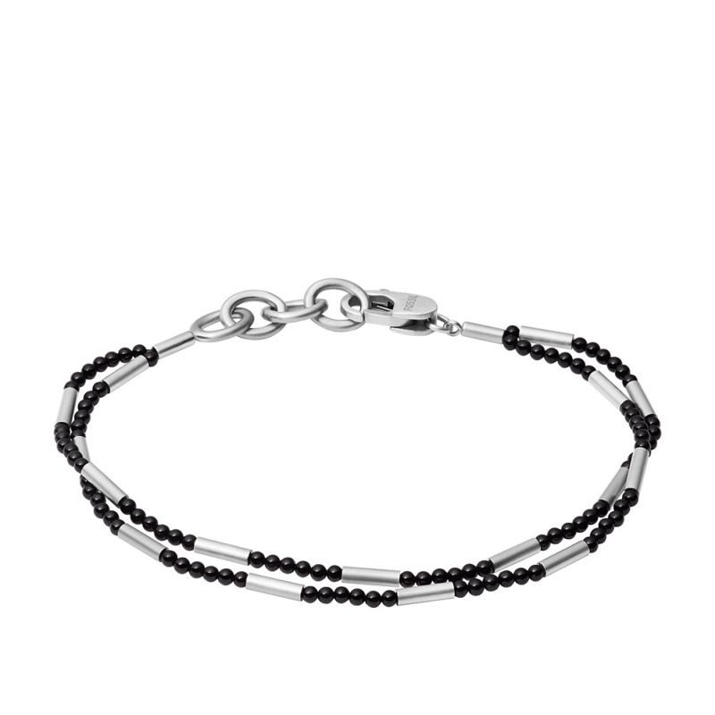 Bracelet FOSSIL pour homme en Acier serti d'onyx - taille : 181.5CM - JF03682040