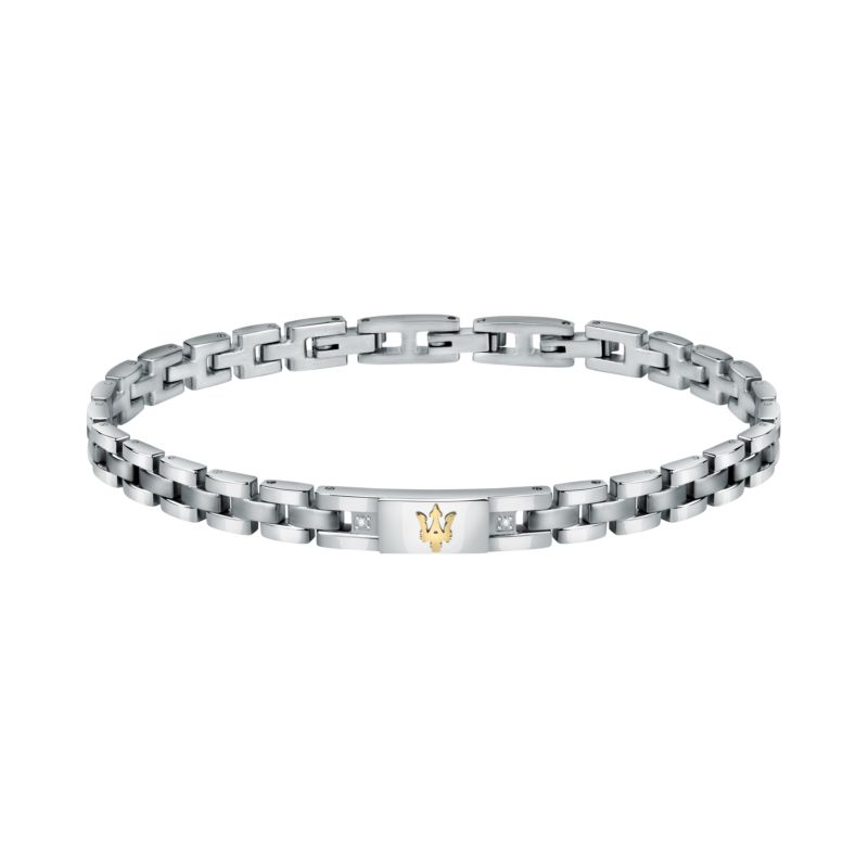 Bracelet MASERATI pour homme en Acier serti de diamant  - 0.024 g  - taille : 22CM - JM221ATY04