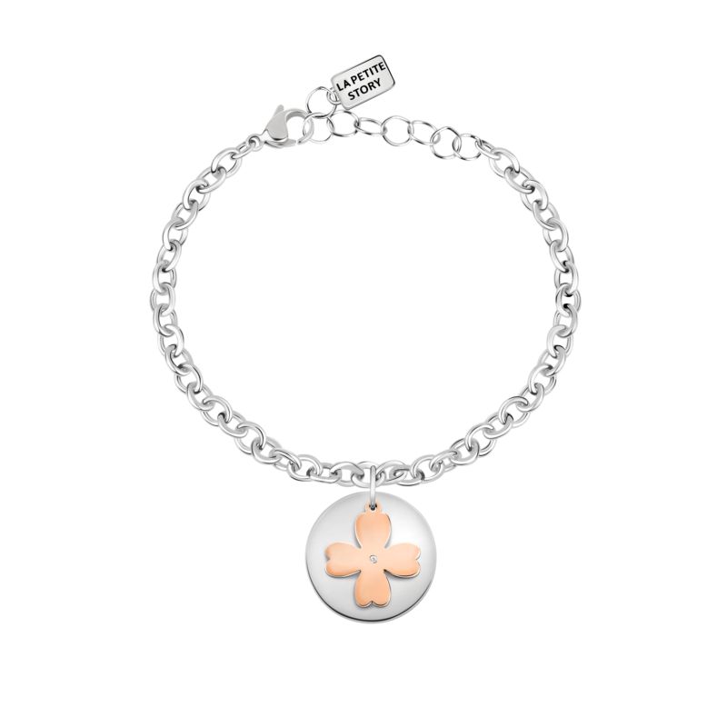 Bracelet LA PETITE STORY pour femme en Acier serti de cristal en forme de trèfles - 0.012 g - taille : 163CM - LPS05APY02
