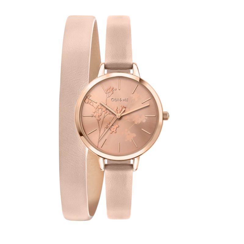 Montre OUI&ME pour femme en Acier,pvd,cuir en forme de rond de forme Rond, couleur : OR ROSE, SUNRAY, fonctionnalités : 5 ATM - 0.035 g - taille : #n