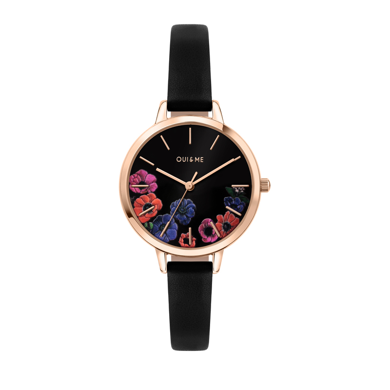Montre OUI&ME pour femme en Acier,pvd,cuir en forme de rond de forme Rond, couleur : NOIR, fonctionnalités : 5 ATM - 0.035 g - taille : #null# - ME01