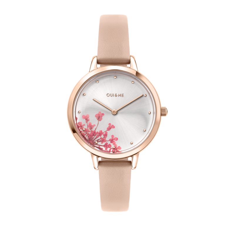 Montre OUI&ME pour femme en Acier RecycléCuir Véritable en forme de rond de forme Rond, couleur : BLANC, fonctionnalités : 5 ATM - 0.040 g - taille :