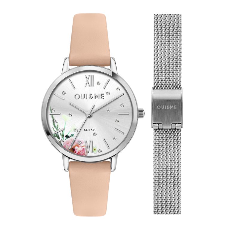 Montre OUI&ME pour femme en Acier RecycléCuir Véritable Recyclé en forme de rond de forme Rond, couleur : BLANC, fonctionnalités : 5 ATM - 0.053 g -