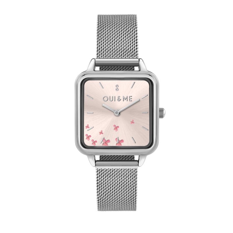 Montre OUI&ME pour femme en Acier RecycléAcier en forme de carré de forme Carré, couleur : ROSE, SUNRAY, fonctionnalités : 3 ATM - 0.045 g  - ME010385