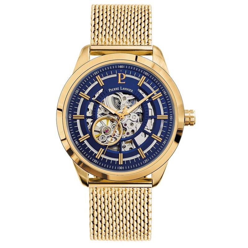 Montre PIERRE LANNIER pour homme en AcierAcier en forme de rond de forme Rond, couleur : BLEU, fonctionnalités : 5 ATM - 326C062