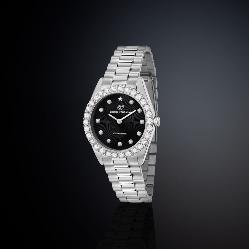 Montre CHIARA FERRAGNI pour femme en AcierAcier en forme de rond de forme Rond, couleur : NOIR, GUILLOCHÉ, fonctionnalités : 5 ATM - 0.079 g  - R19531