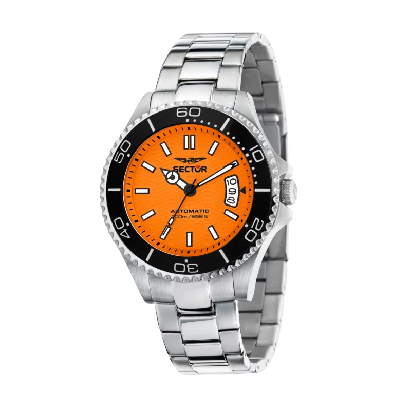 Montre SECTOR pour homme en Acier RecycléAcier en forme de rond de forme Rond, couleur : ORANGE, SOLEIL COUCHANT, fonctionnalités : 20 ATM - 0.188 g