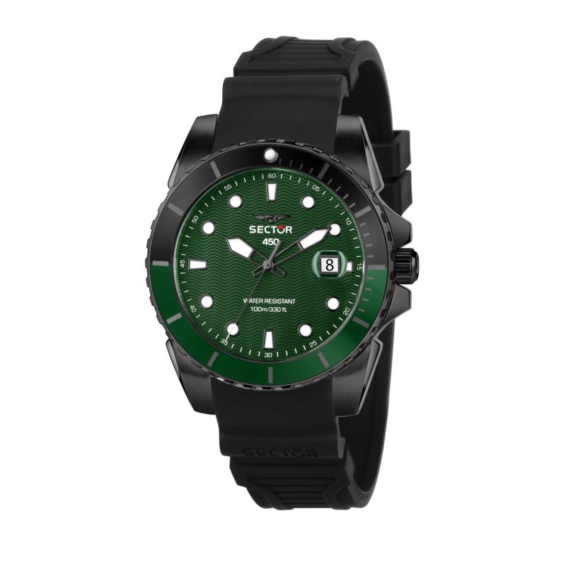 Montre SECTOR pour homme en Silicone en forme de rond de forme Rond, couleur : Vert, finition : Mat, fonctionnalités : 10 ATM - 0.085 g - taille : #n