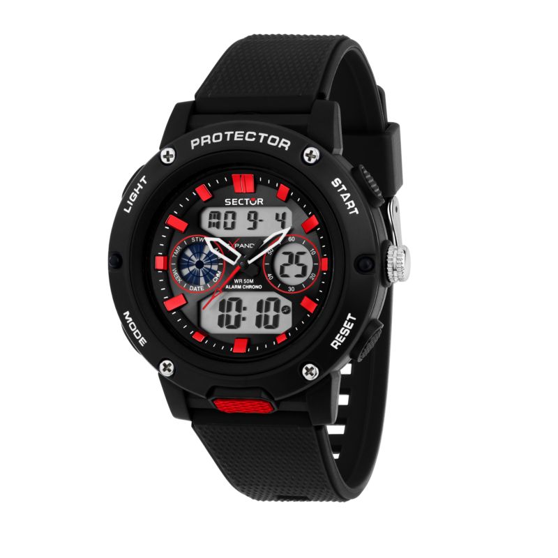 Montre SECTOR pour homme en PlastiquePlastique en forme de rond de forme Rond, couleur : NOIR, SUNRAY, fonctionnalités : 5 ATM - 0.090 g  - R325129200