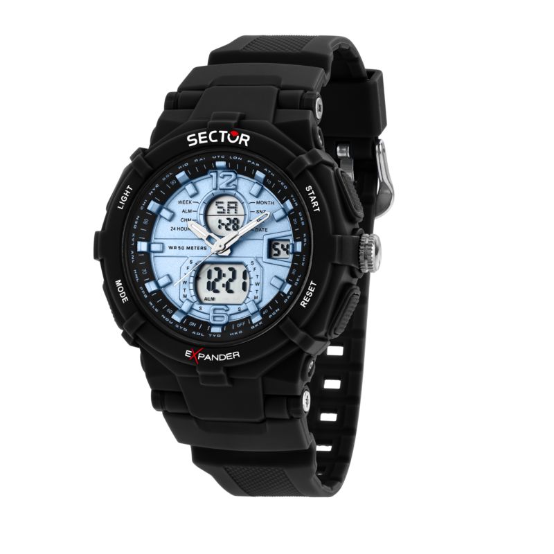 Montre SECTOR pour homme en PlastiquePlastique en forme de rond de forme Rond, couleur : BLEU, SABLÉ, fonctionnalités : 5 ATM - 0.090 g  - R3251296001