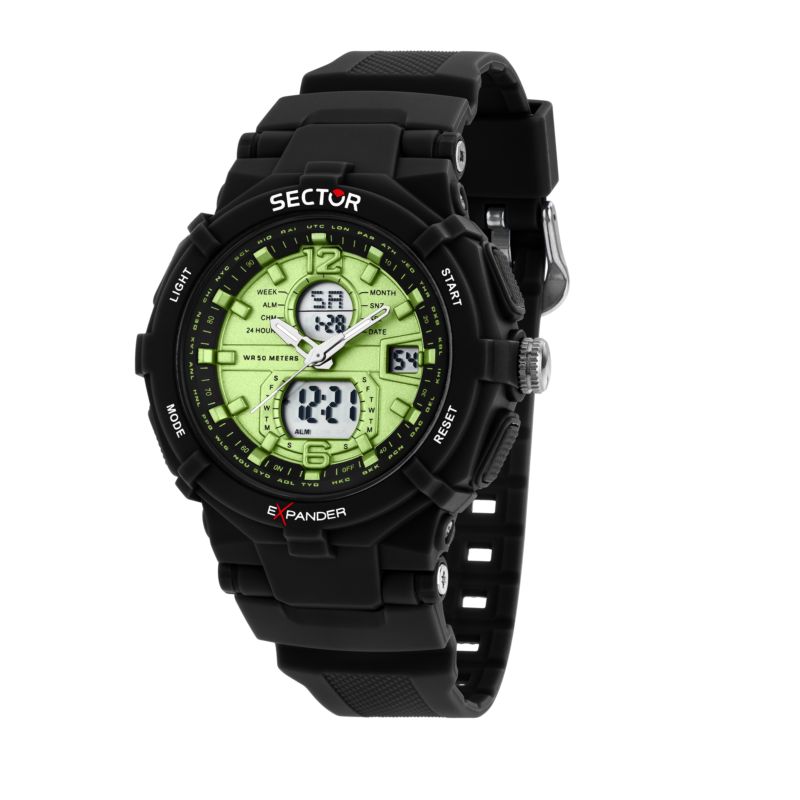 Montre SECTOR pour homme en PlastiquePlastique en forme de rond de forme Rond, couleur : VERT, fonctionnalités : 5 ATM - 0.090 g  - R3251296002