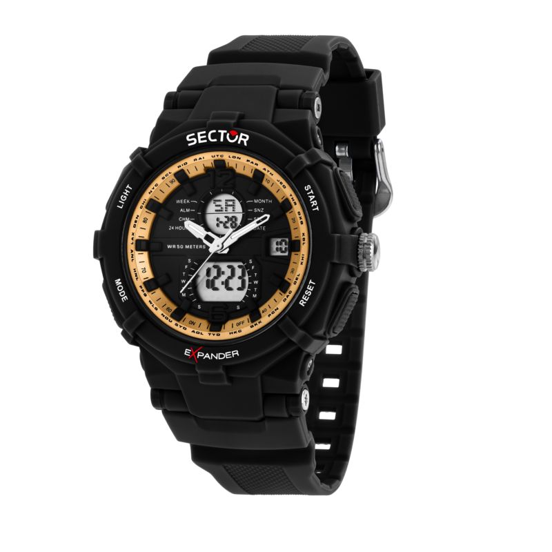 Montre SECTOR pour homme en PlastiquePlastique en forme de rond de forme Rond, couleur : NOIR, SABLÉ, fonctionnalités : 5 ATM - 0.090 g  - R3251296004