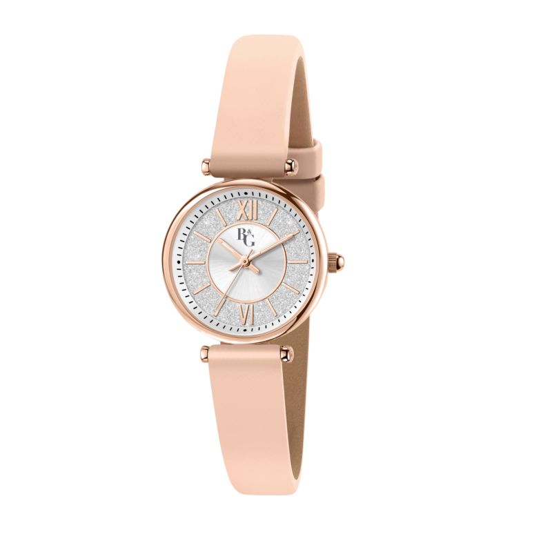 Montre B&G pour femme en AlliageCuir Synthétique en forme de rond de forme Rond, couleur : ARGENT, fonctionnalités : 3 ATM - 0.023 g - taille : #null