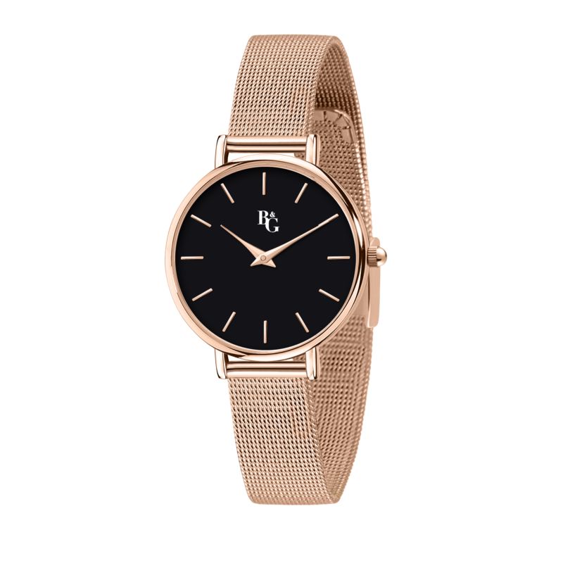 Montre B&G pour femme en AlliageAcier en forme de rond de forme Rond, couleur : NOIR, fonctionnalités : 3 ATM - 0.045 g - taille : #null# - R38532525