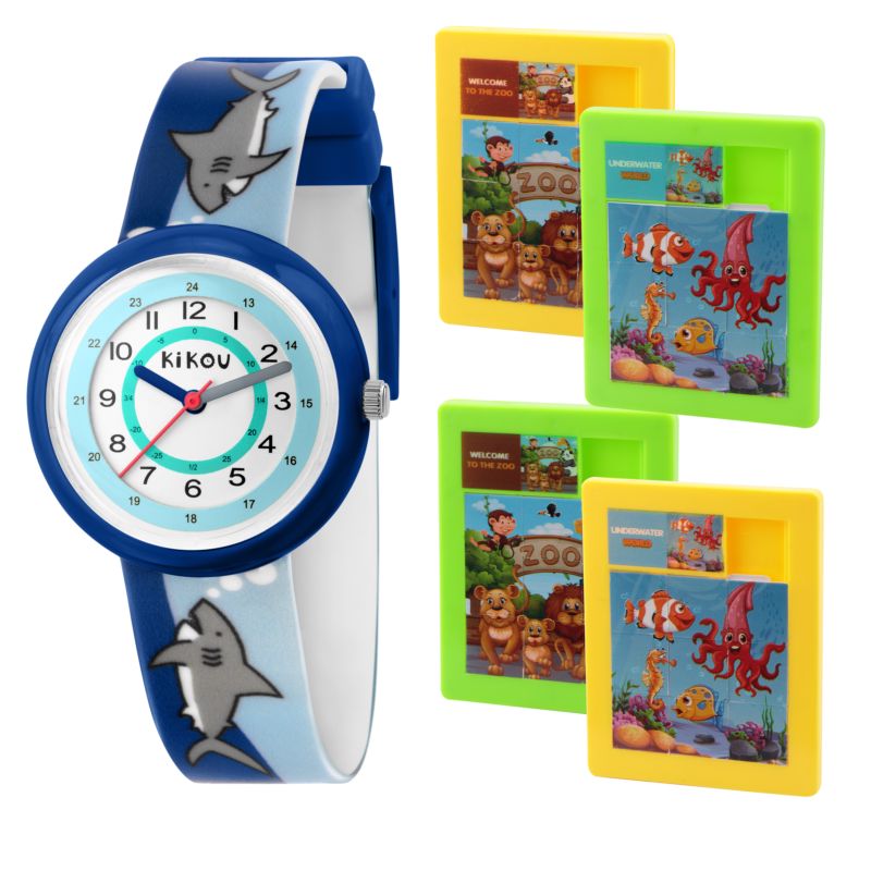 Montre KIKOU pour enfant en PlastiquePolyuréthane en forme de rond de forme Rond, couleur : BLANC, fonctionnalités : 3 ATM - 0.016 g - taille : #null