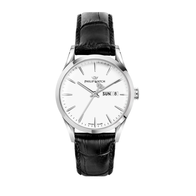 Montre PHILIP WATCH pour homme en Cuir en forme de rond de forme Rond, couleur : BLANC, fonctionnalités : 3 ATM - 0.062 g - taille : #null# - R825118
