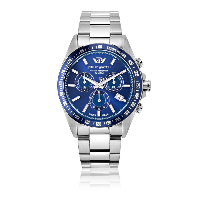 Montre PHILIP WATCH pour homme en AcierAcier en forme de rond de forme Rond, couleur : BLEU, SUNRAY, fonctionnalités : 10 ATM - 0.177 g  - R8273607005