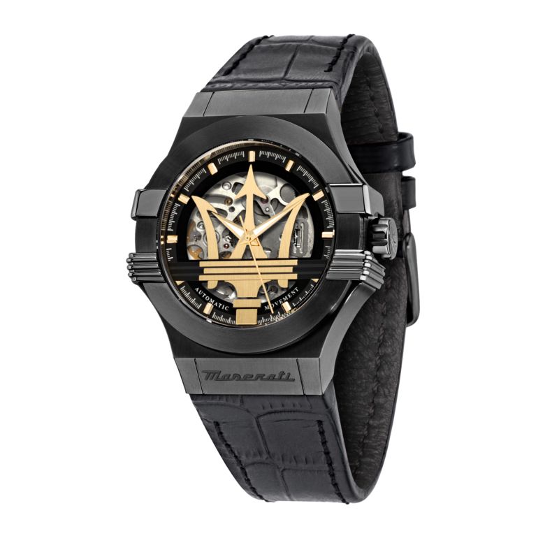 Montre MASERATI pour homme en AcierCuir Véritable en forme de rond de forme Rond, couleur : NOIR, fonctionnalités : 10 ATM - 0.102 g - taille : #null
