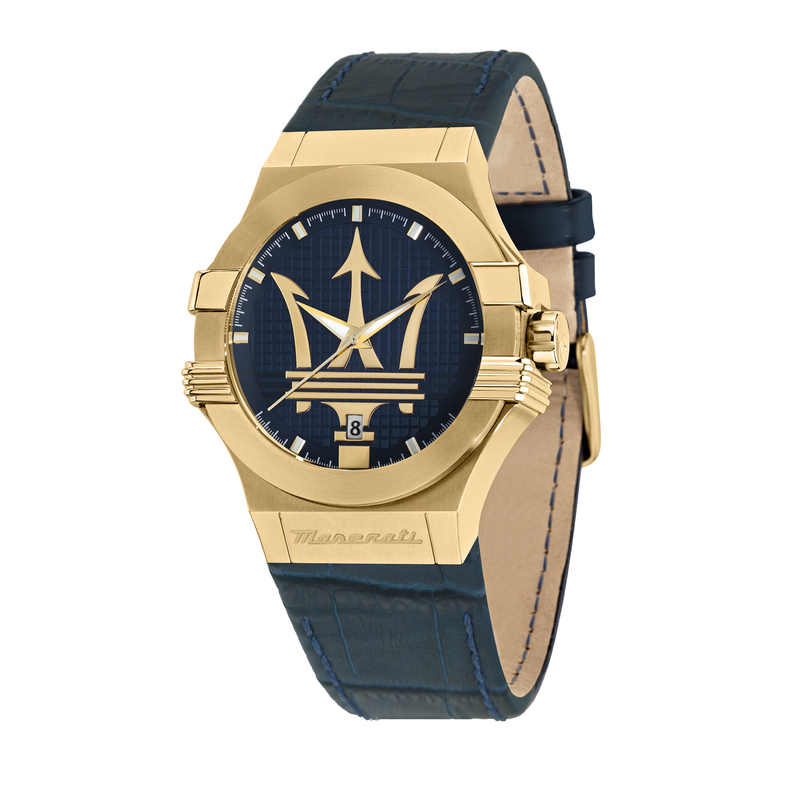 Montre MASERATI pour homme en AcierCuir Véritable en forme de rond de forme Rond, couleur : BLEU, SUNRAY, fonctionnalités : 10 ATM - 0.090 g - taille
