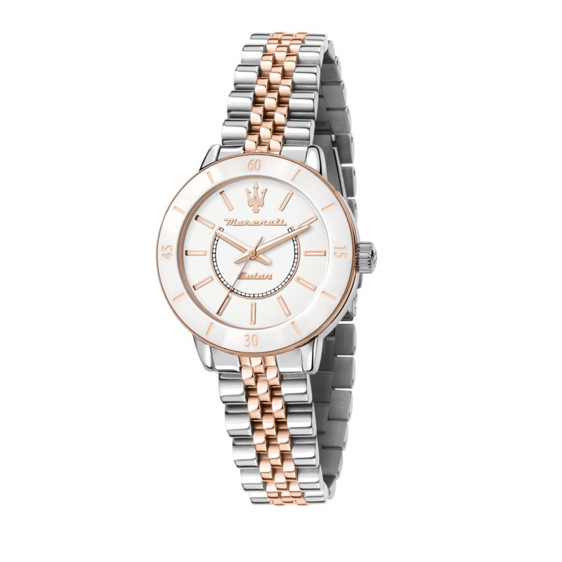Montre MASERATI pour femme en Acier RecycléAcier en forme de rond de forme Rond, couleur : BLANC, fonctionnalités : 5 ATM - 0.175 g - taille : #null#