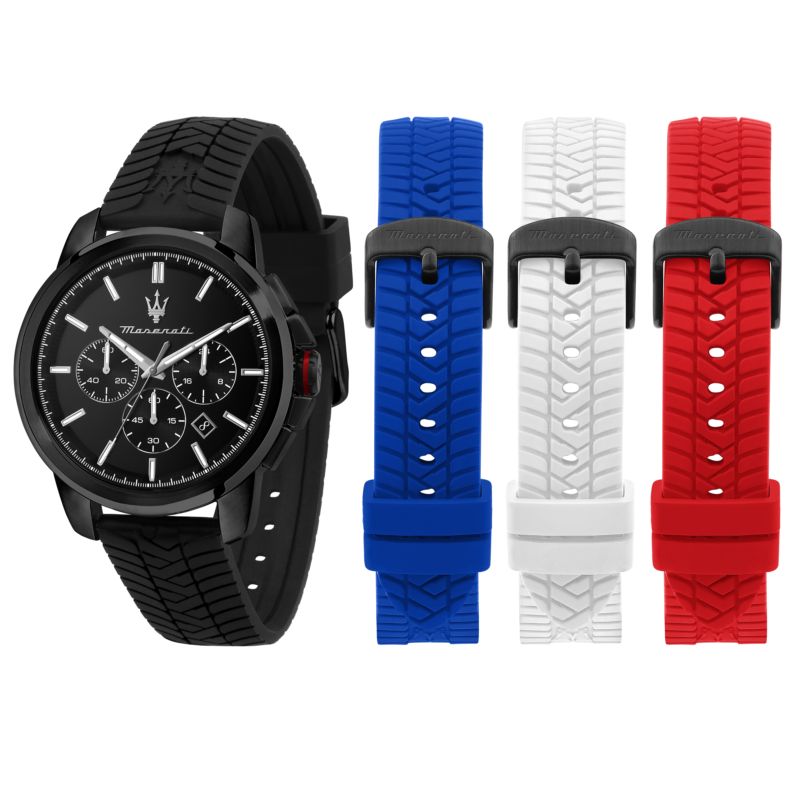 Montre MASERATI pour homme en Silicone en forme de rond de forme Rond, couleur : NOIR, SUNRAY, fonctionnalités : 5 ATM - 0.114 g - taille : #null# -