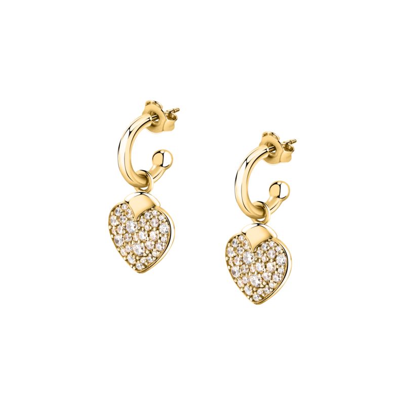 Boucles d'oreilles MORELLATO pour femme en Acier serti de cristal en forme de cœur - 0.004 g - taille : 2.4CM - SAVZ15