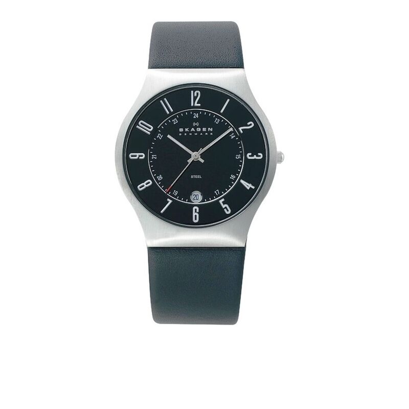 Montre SKAGEN DENMARK pour homme en Acier en forme de round de forme Rond, couleur : NOIR, GUILLOCHÉ, fonctionnalités : 3 ATM - taille : #null# - 233X