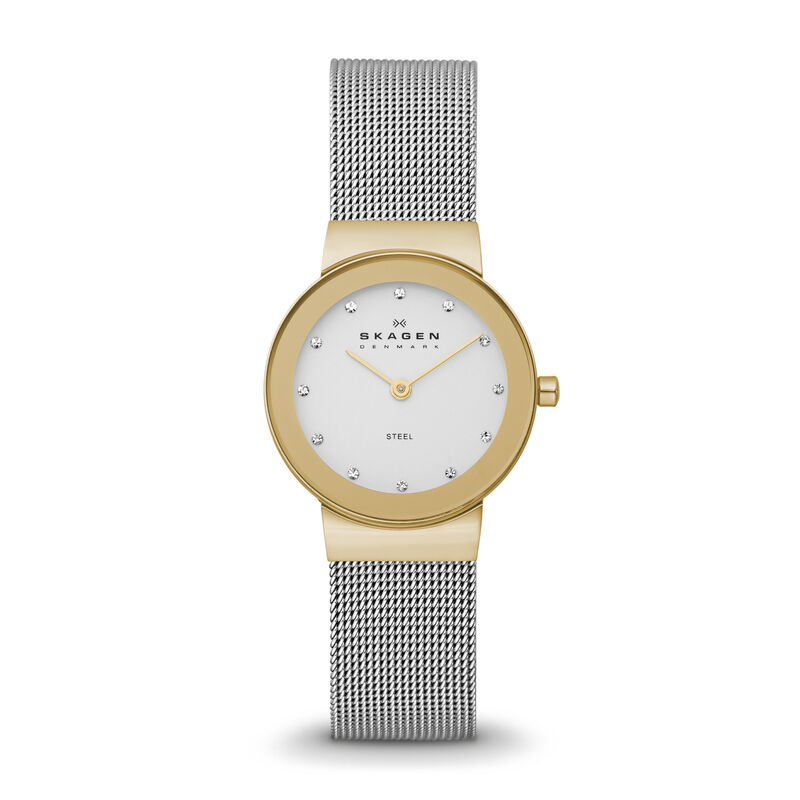 Montre SKAGEN DENMARK pour femme en AcierAcier en forme de round de forme Rond, couleur : BLANC, fonctionnalités : 3 ATM - taille : #null# - 358SGSCD