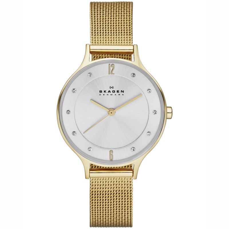 Montre SKAGEN DENMARK pour femme en AcierAcier serti de cristal en forme de round de forme Rond, couleur : ARGENT, SUNRAY, fonctionnalités : 3 ATM -