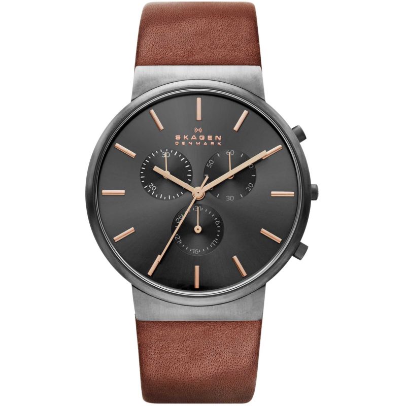 Montre SKAGEN DENMARK pour homme en AcierCuir Véritable en forme de round, fonctionnalités : 3 ATM - taille : #null# - SKW6106