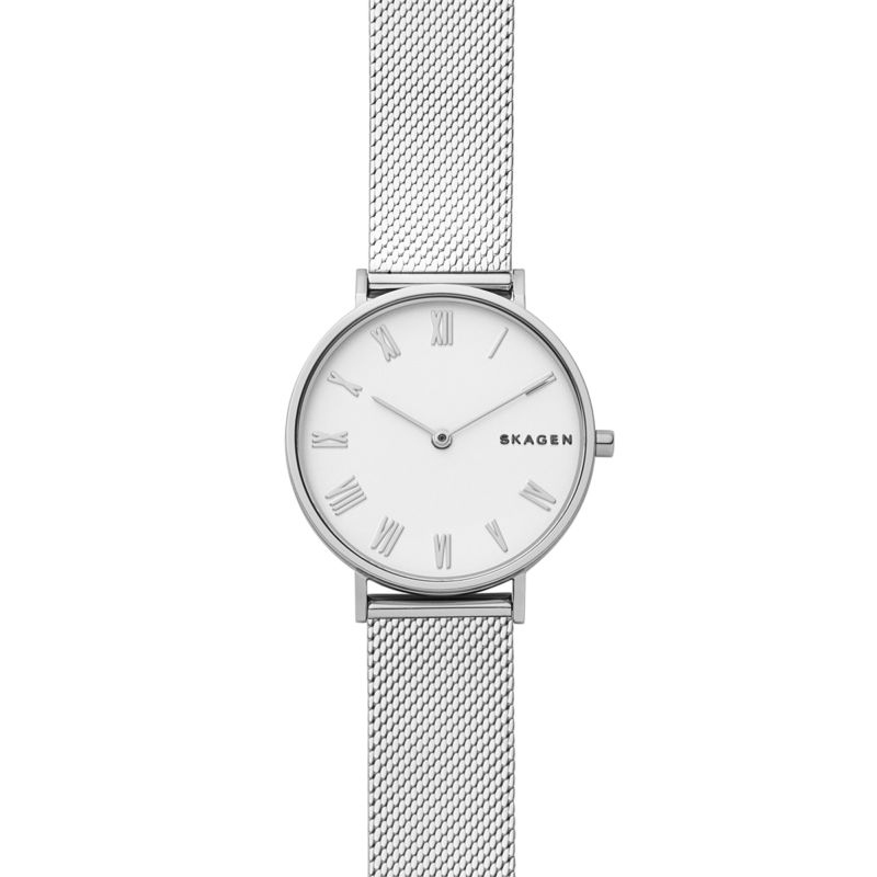 Montre SKAGEN DENMARK pour femme en AcierSilicone,steel en forme de rond de forme Rond, couleur : BLANC, fonctionnalités : 3 ATM - taille : #null# - S