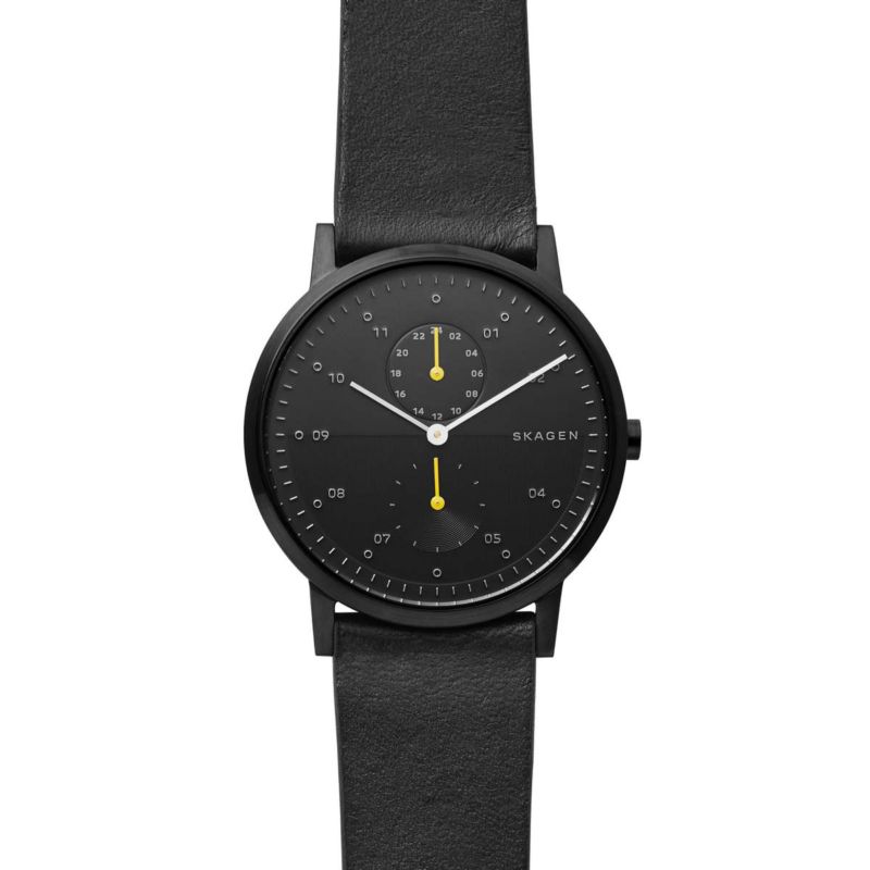 Montre SKAGEN DENMARK pour homme en AcierCuir Véritable en forme de rond de forme Rond, couleur : NOIR, fonctionnalités : 5 ATM - taille : #null# - SK