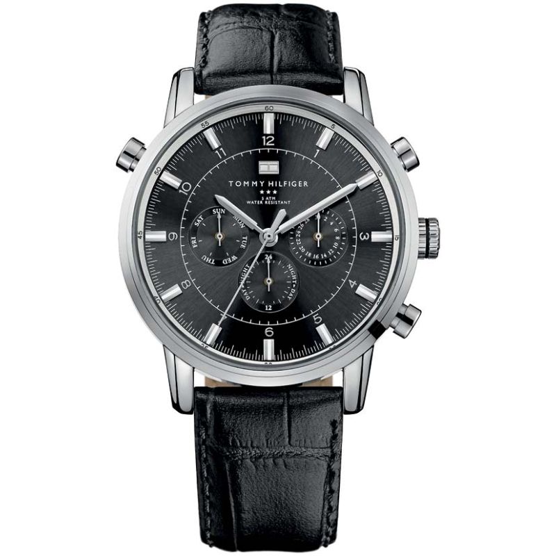 Montre TOMMY HILFIGER pour homme en Cuir en forme de rond, fonctionnalités : 5 ATM - 0.077 g - taille : #null# - 1790875